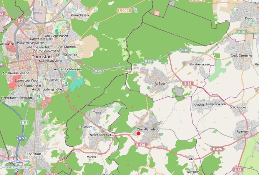 Karte Ober-Ramstadt bei Darmstadt